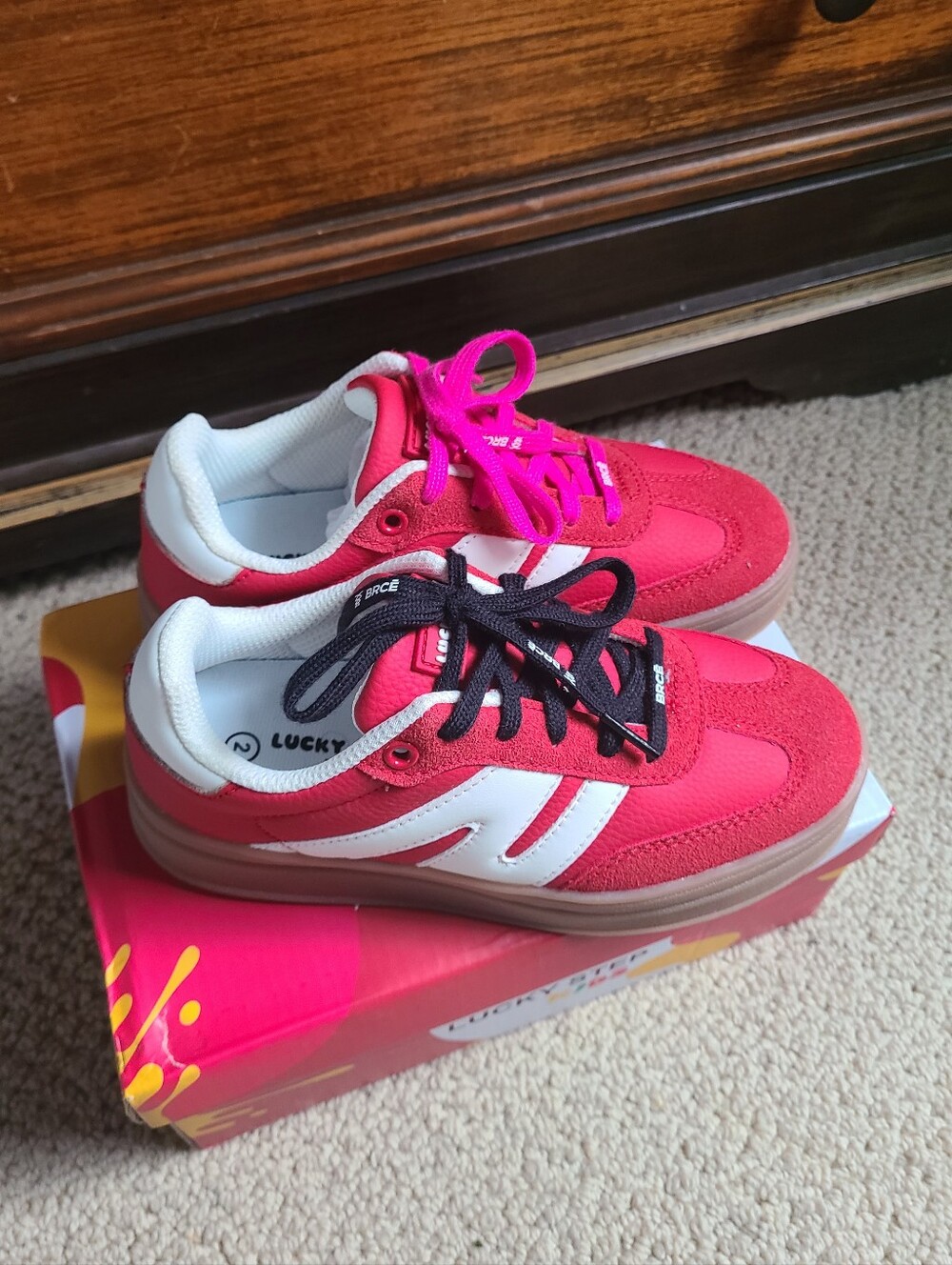 Lucky Step Kids Red & White Platform Sneakers Size 2